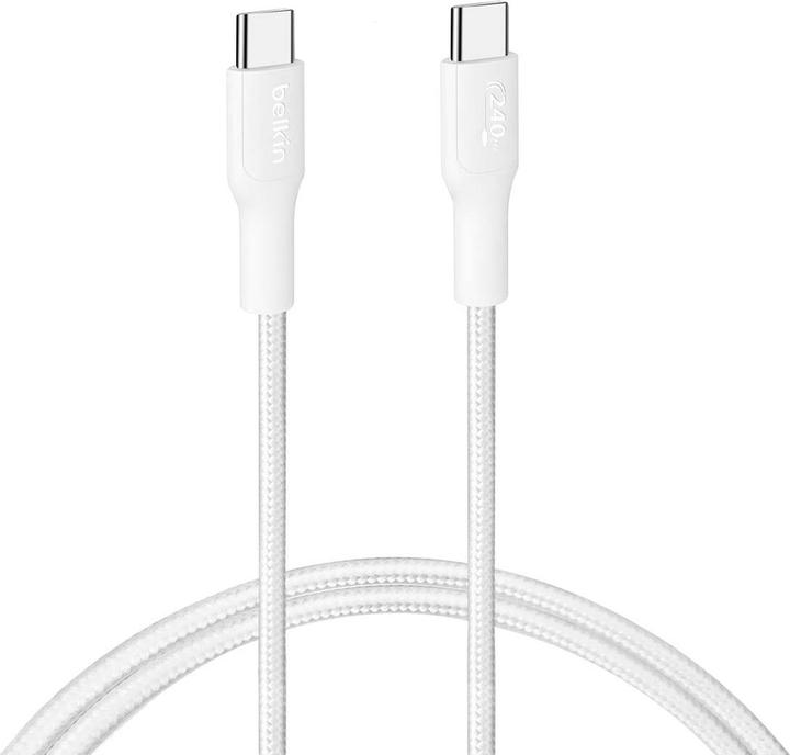 Produktbild Belkin USB-C TO USB-C 240W 2.0 BRAIDED PCR 1M WHITE (1 m, USB 2.0, 240 W)
