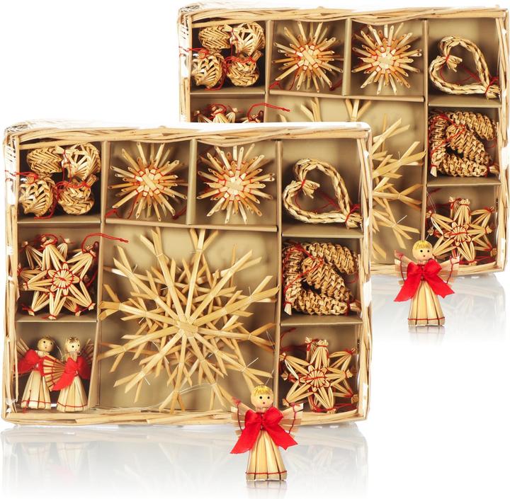 Produktbild Com-four Strohsterne Christbaumschmuck-Set (52x)