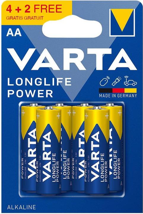 Productafbeelding Varta Alkaline batterij longlife power aa - lr06 (blister 4+2 st.) ø14,5x50,5mm (6 Pcs., AA)