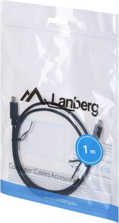 Produktbild Lanberg Kabel CA-CMCM-10CU-0010-BK (USB 2.0 Typ C (1 m, USB 2.0)