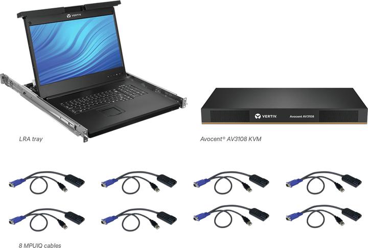 Vertiv Avocent LCD 8P KVM 8 CABLES USB KB-US INTL