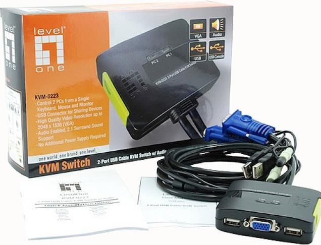 Actual product image LevelOne KVM-0223, 2-Port KVM Switch, VGA, Audio, USB