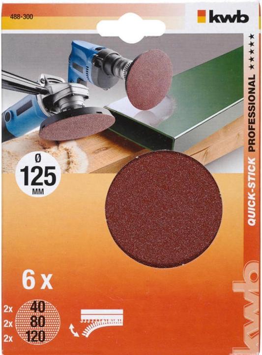 Produktbild kwb Kletthaftscheiben Ungelocht 125/Sor.Sb (40, 80, 120)
