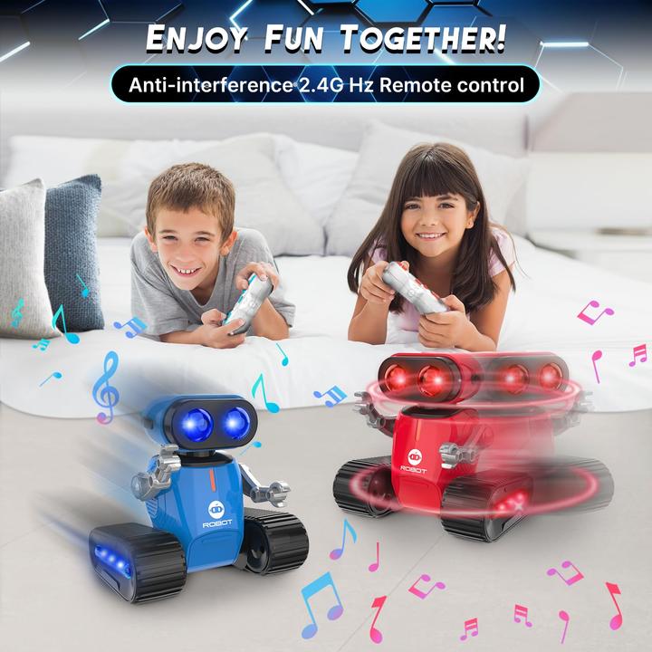 Produktbild Activity Board Roboter Kinderspielzeug, wiederaufladbarer ferngesteuerter Roboter mit Lichteffekten, LED-Augen
