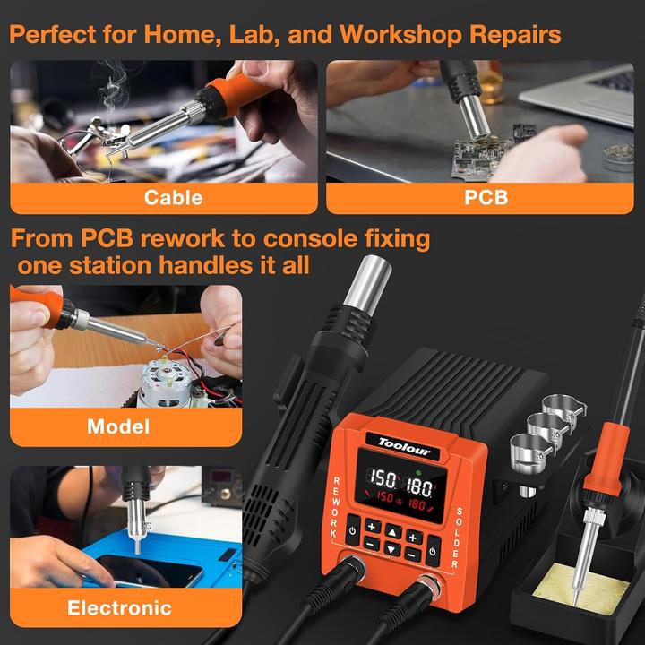 Immagine prodotto Toolour Lötstation mit Heissluftgebläse & Lötkolben