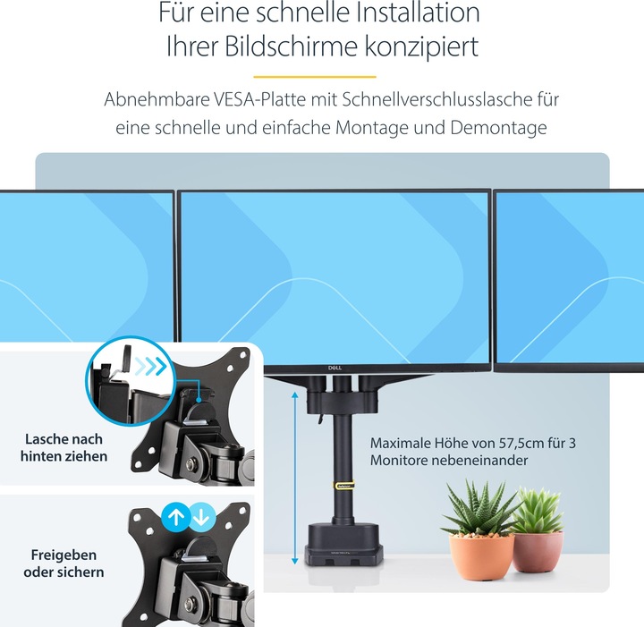 Produktbild StarTech Triple Monitor Desk Mount (Tisch, 27")