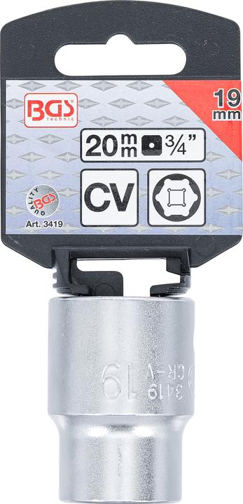 Produktbild BGS Steckschlüssel-Einsatz Sechskant Antrieb Innenvierkant 20 mm (3/4") SW 19 mm (19 mm)