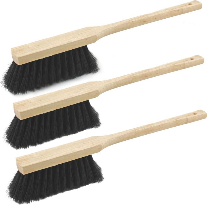 Novaliv 3x Hochwertiger Langstiel Handfeger 60 cm mit Holzgriff feine Kunstborste für Effektive (3 pcs.)