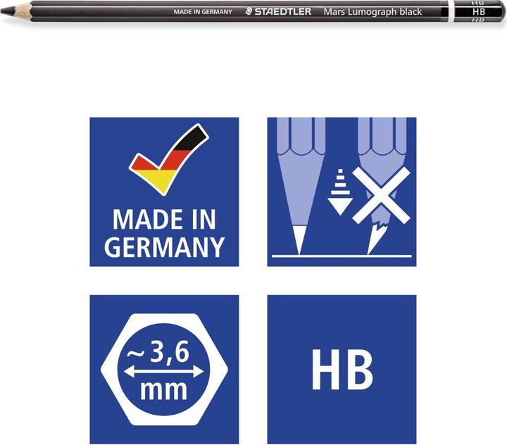 Produktbild Staedtler Bleistift Mars Lumograph black, H„rtegrad: HB (HB, 12 x)