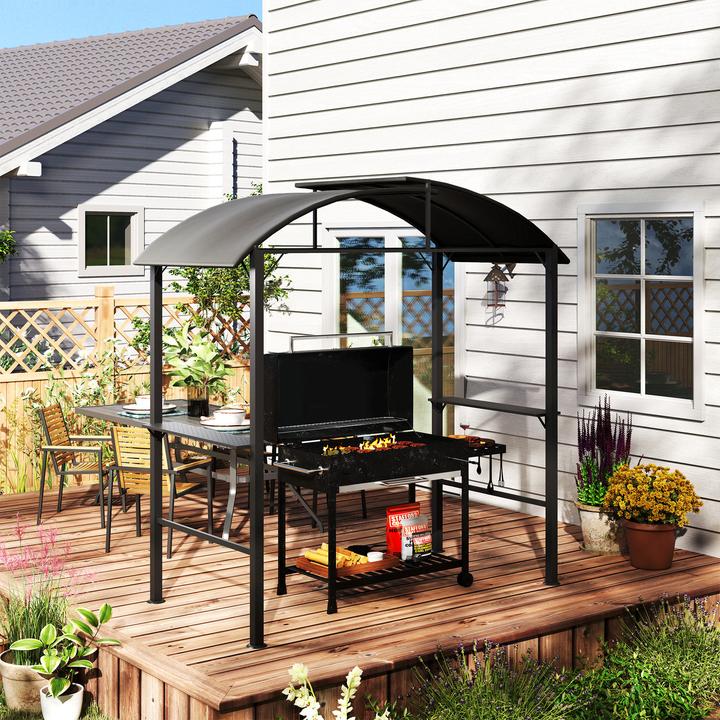 Actual product image Outsunny Grillpavillon Stahl, Polyester Dunkelgrau (233 cm, 110 cm)
