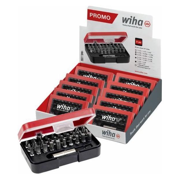 Wiha, Bits, Bitset, 31 Stuks, 25 Mm, 1/4" Magnetische Bithouder, 44632 (Bithouder, Inbus)