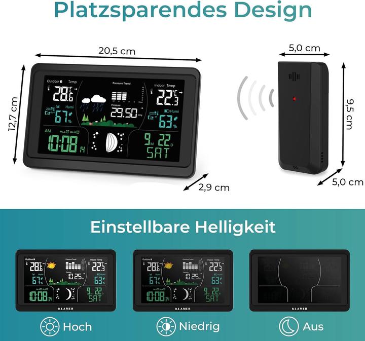 Actual product image KLAMER Funkwetterstation mit Aussensensor