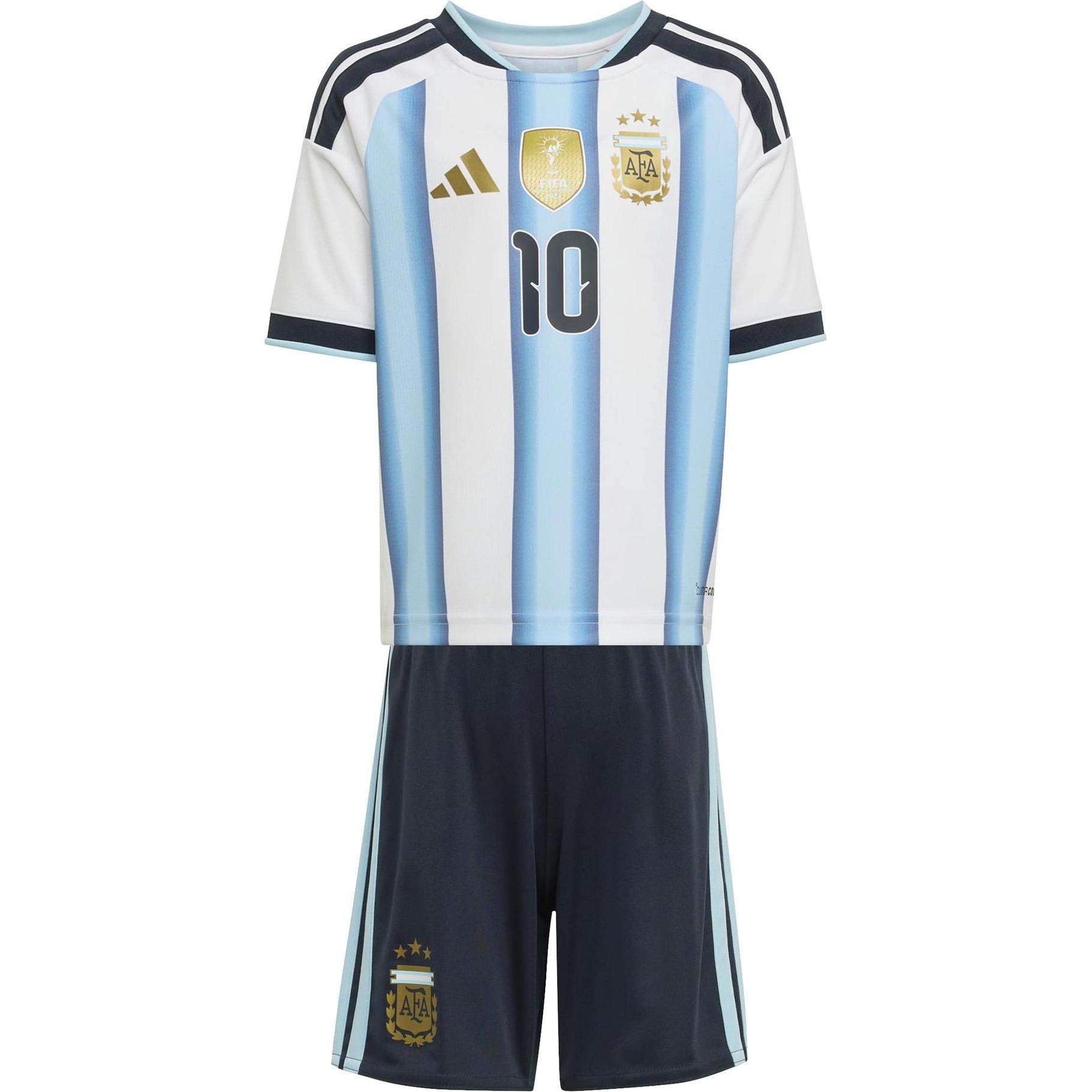 Adidas, Bambini, Maglietta calcio, Komplet Argentyna Messi KT0390 (104, 116, 128, 134, 140, 146, 152, 158, 164, 170, 176, 182, 188, 98), Blu, Bianco, 