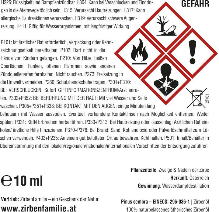 Produktbild ZirbenFamilie Zirben Öl 10 ml