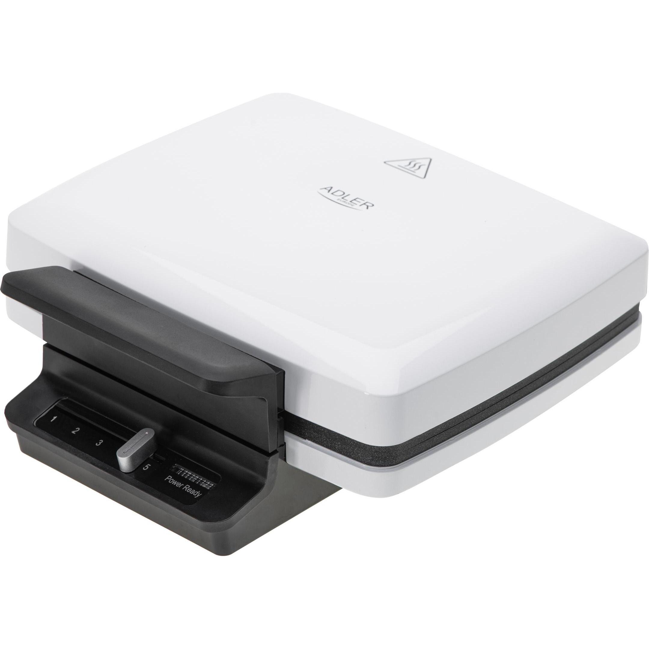 Adler Toster Waffle maker AD 3085 1200 W Numero di paste 2 Waffle Bianco, Piastra per waffel, Bianco