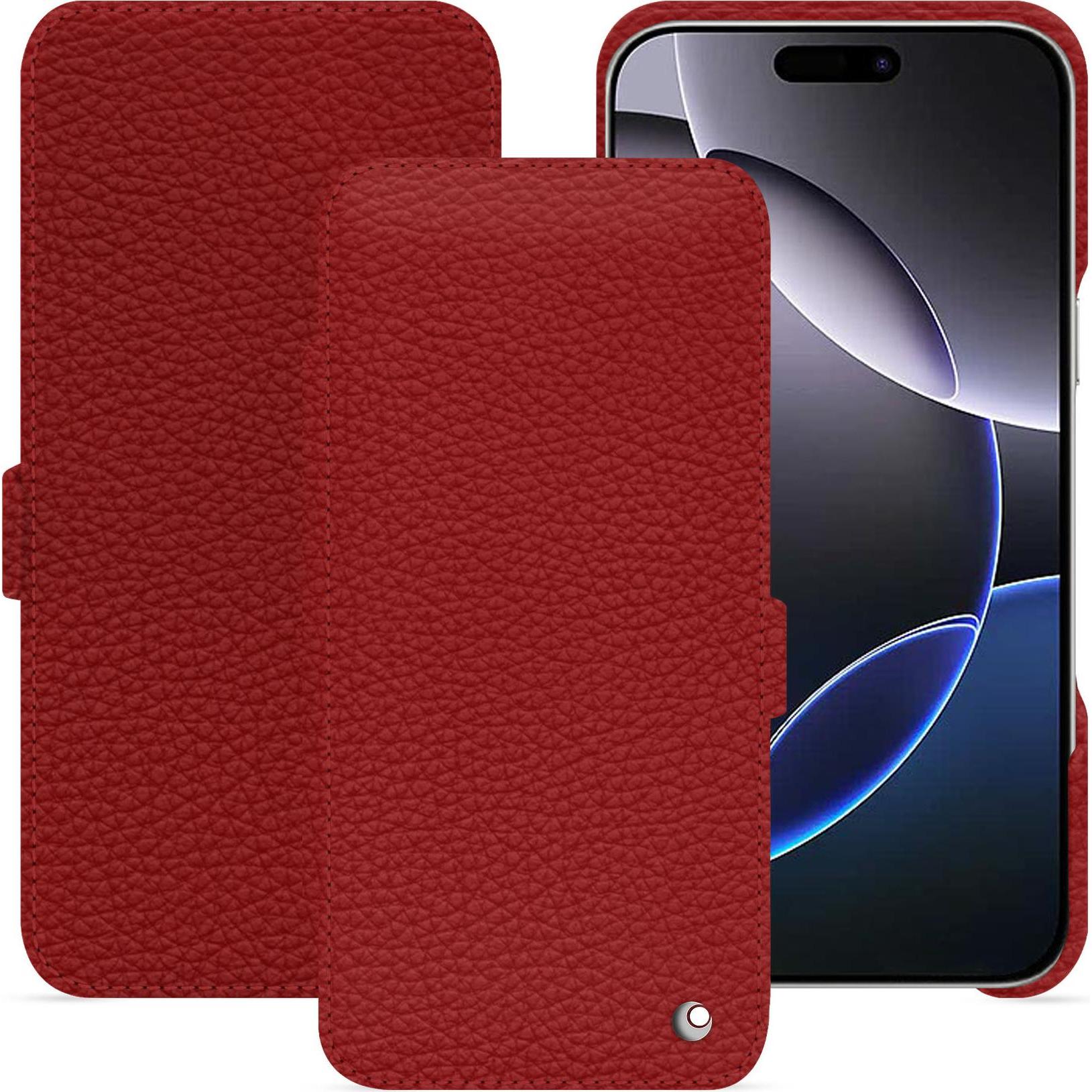 Noreve Lederschutzhülle horizontal (Apple iPhone 16 Pro Max), Smartphone Hülle, Rot