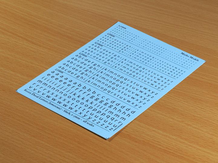 Produktbild Matho Models Decal Letters (lowercase) - black, 1-3mm