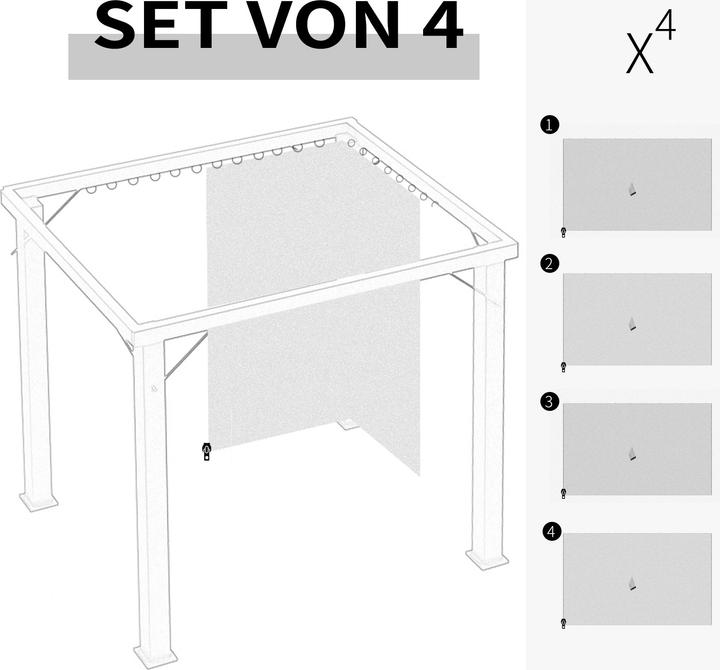 Produktbild Outsunny Seitenwände Polyester Hellgrau (1 cm, 352 cm)