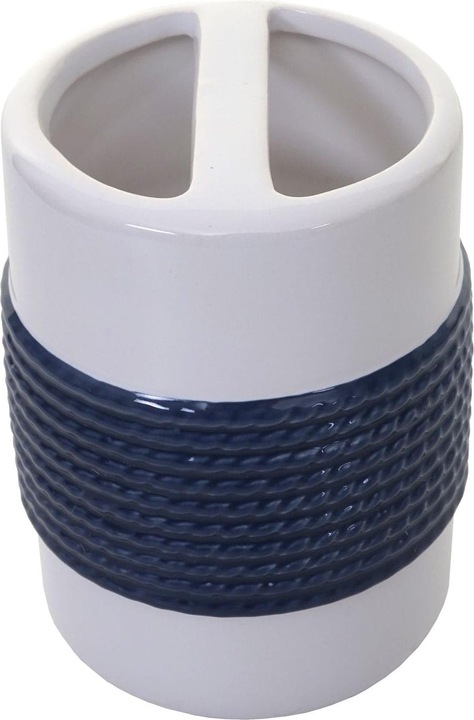 Produktbild Swisshandel24 5-teiliges Badset, WC-Garnitur Badezimmerset Badaccessoires, Keramik - blau/weiss