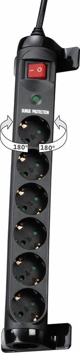 Actual product image Hama Power strip 6-way rotatable switch (6 x, CEE 7/3, 1.40 m)