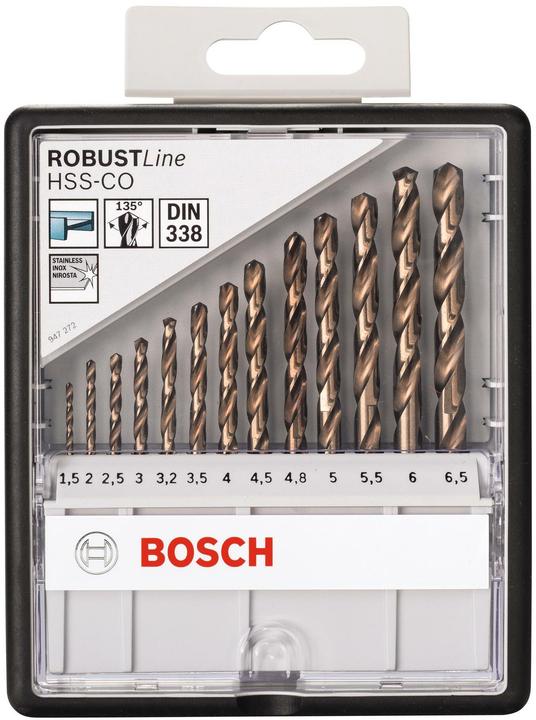 Produktbild Bosch Professional Zubehör PRO Stainless Steel HSS-Co Spiralbohrer-Set, 13-tlg. (1.5 mm, 2 mm, 2.5 mm, 3 mm, 3.2 mm, 3.5 mm, 4 mm, 4.5 mm, 4.8 mm, 5 mm, 5.5 mm, 6 mm, 6.5 mm)