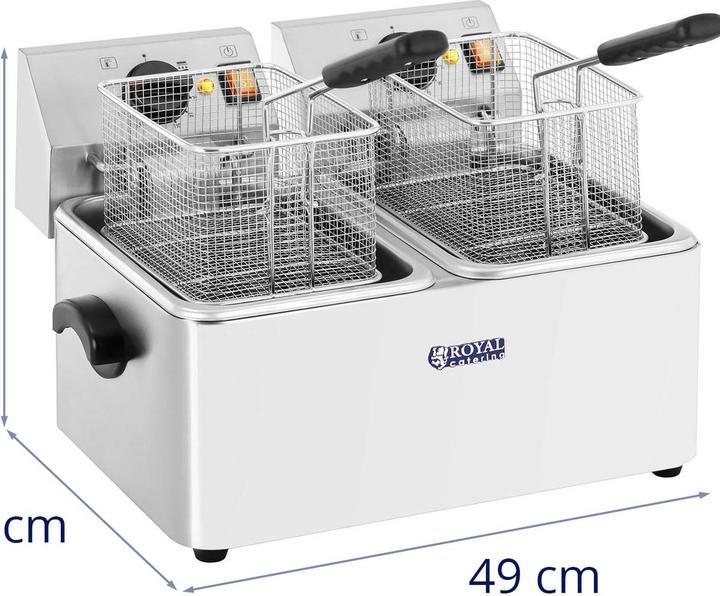 Produktbild Royal Catering Friteuse Fritteuse Fritöse Doppel Edelstahl Kaltzonen 2 x 8L Elektrische Profi