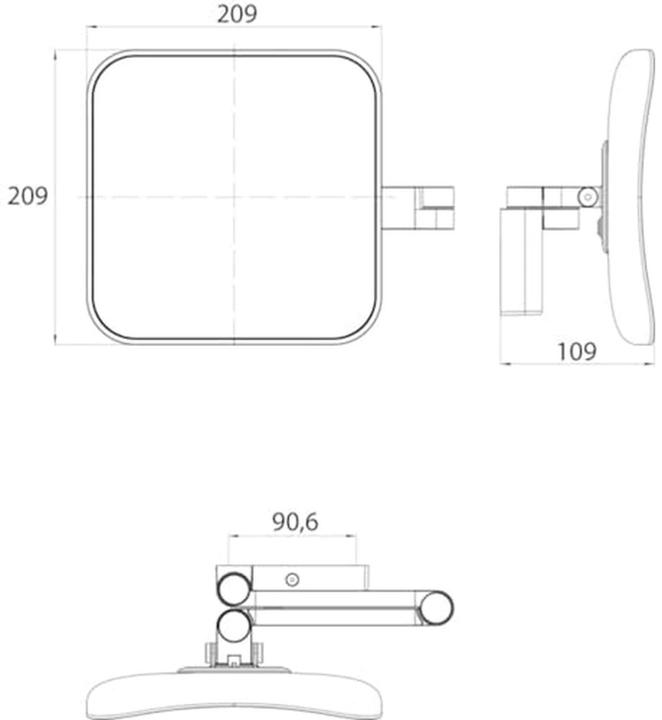 Actual product image Emco LED shaving/cosmetic mirror EVO angular wall model 2-arm 5-fold black