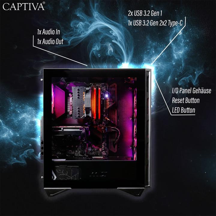Actual product image Captiva High-end gaming R77-898 Ryzen 5 RX 7800 XT (AMD Ryzen 5 7500F, 16 GB, 1000 GB, Radeon RX 7800 XT)
