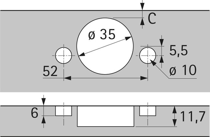 Actual product image Hettich Zero-incursion pot hinges Sensys 8657i, corner and middle hinge