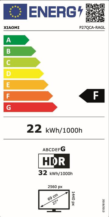 Energie-Label Xiaomi A27Qi (2560 x 1440 Pixel, 27")