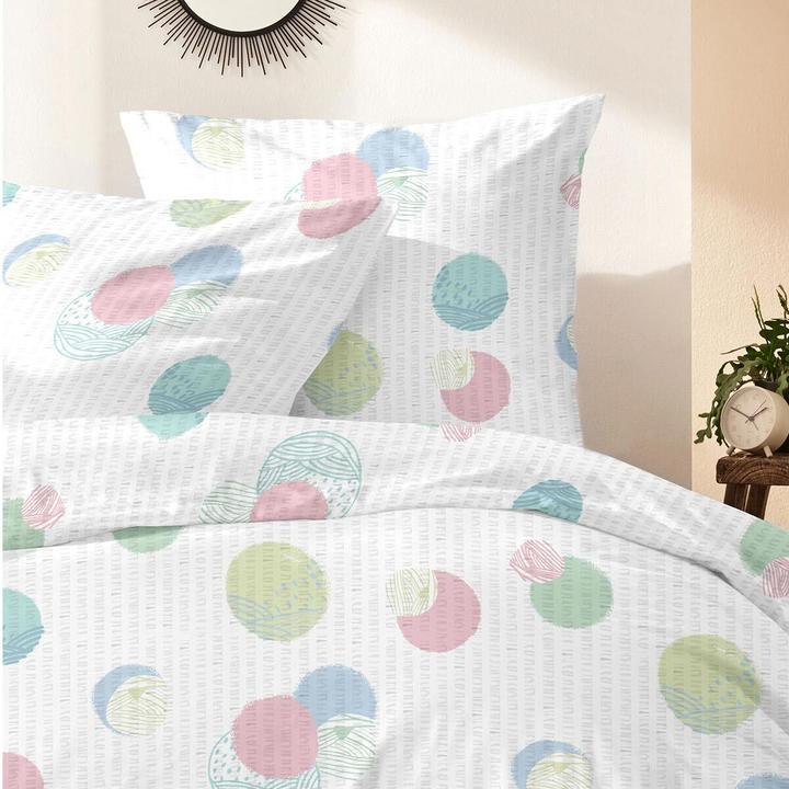 Produktbild Enrico Coss Baumwoll Seersucker Bettwäsche Bremen blau grün (Bettwäsche Set, 155x220 cm + 80x80 cm)