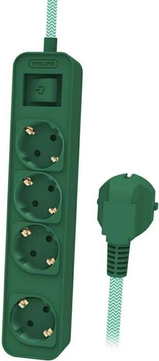 Produktbild Philips Przedłużacz Listwa antyprzepięciowa 4 gniazda 1,5m zielona (4 x, 1.50 m)