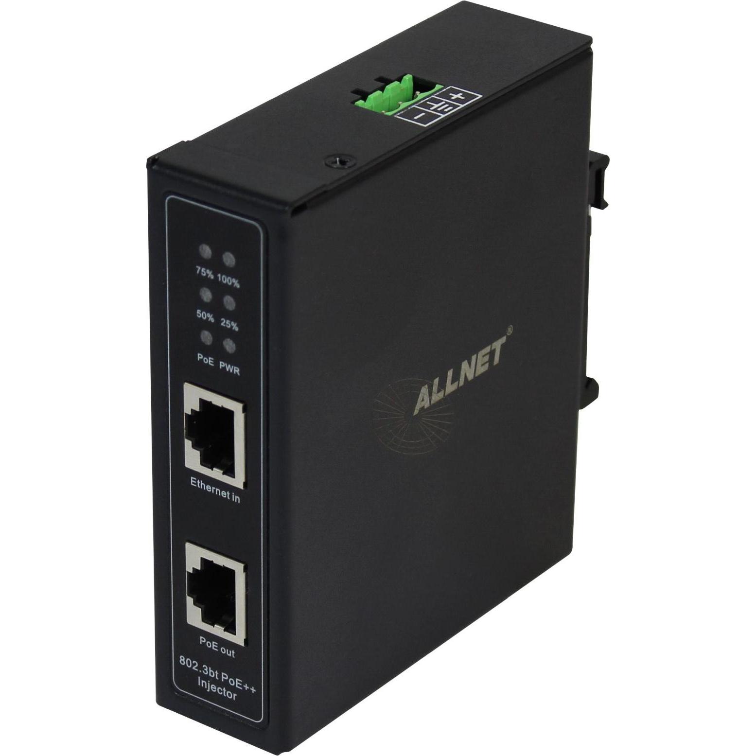 Allnet PoE Injektor Industrial Gigabit / PoE BT (15,4W/30W/90W) / DIN / Metallgehäuse / "ALL-PI2014 (802.3bt (PoE++), 90...