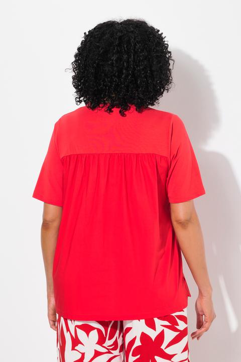 Produktbild Ulla Popken T-Shirt, Materialmix, A-Linie, V-Ausschnitt, Halbarm (42, 44)
