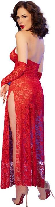 Actual product image Chilirose - Cr 4853 Rotes Spitzenkleid mit Handschuhen S/M (M, S)