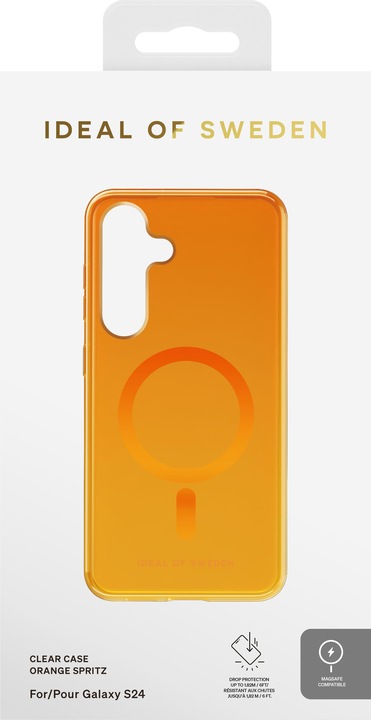 Actual product image iDeal Of Sweden Magsafe Designer Hard-Cover Orange Spritz clear (Samsung Galaxy S24+, Samsung Galaxy S25)