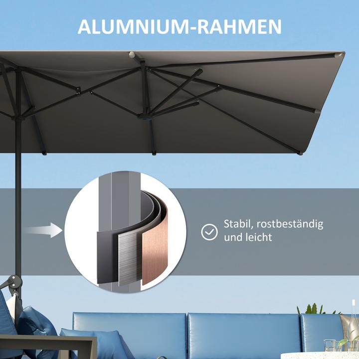 Image du produit Outsunny Doppelsonnenschirm Aluminium, Polyester Dunkelgrau (2.64 m)
