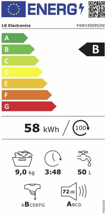 Energie-Label LG Waschmaschine F4A1009NWK.ABWQCES 9 kg (9 kg)
