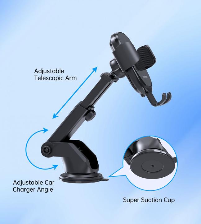 Actual product image Choetech T203-F gravity car holder with 15W inductive charger for cockpit - black
