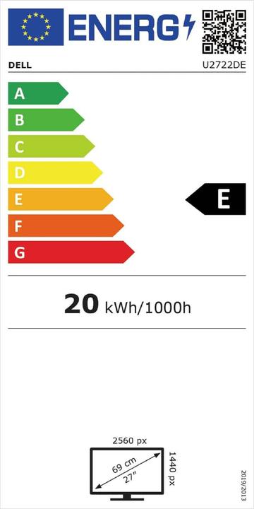 Label énergétique Dell UltraSharp U2722DE (2560 x 1440 pixels, 27")