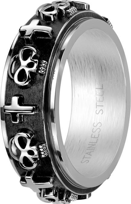Immagine prodotto Star Piercing Anello in argento centrale nero con teschi e croci (Acciaio chirurgico 316L, senza ottone)
