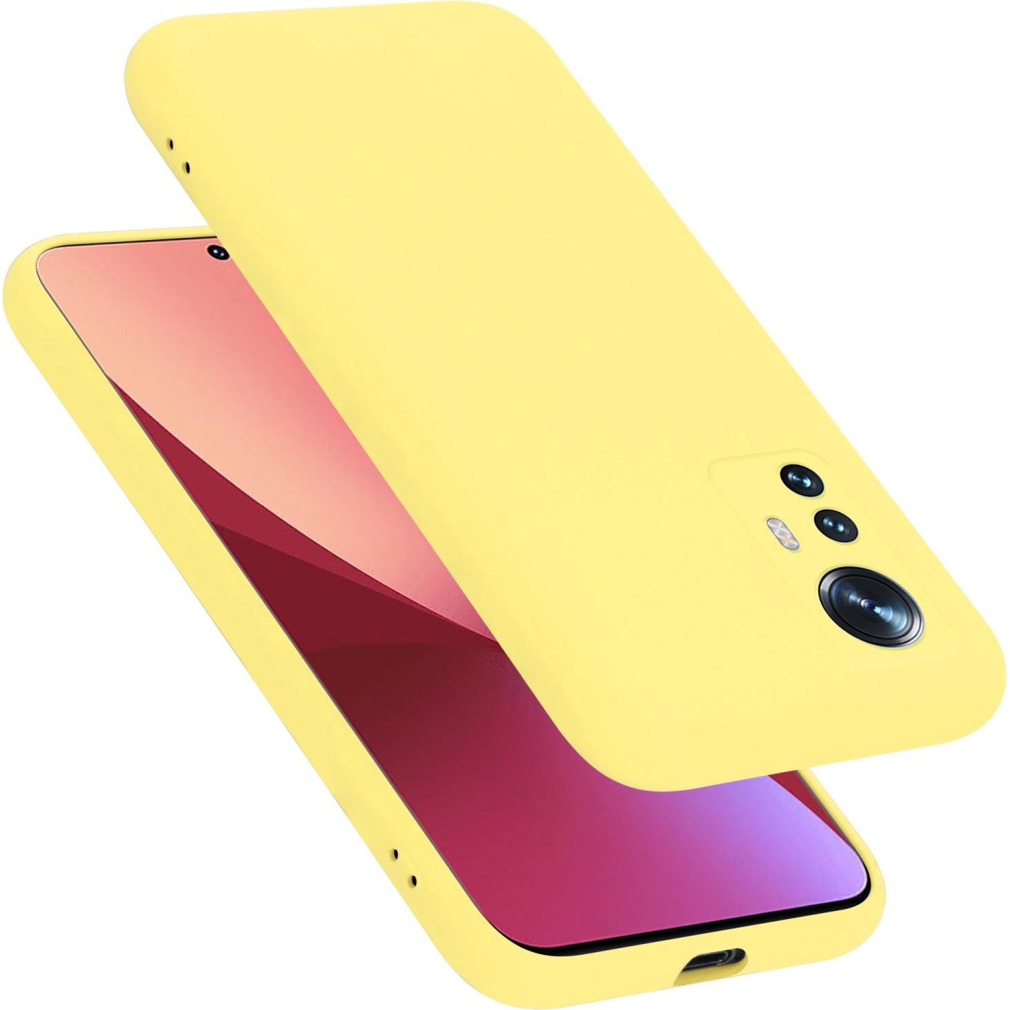 Cadorabo TPU Liquid Silicone Case Hülle für Xiaomi 12 / 12X (Xiaomi 12X), Smartphone Hülle, Gelb