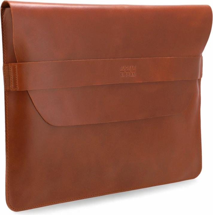 Actual product image Buckle & Seam Leather Laptop Sleeve Terra Cognac (15")