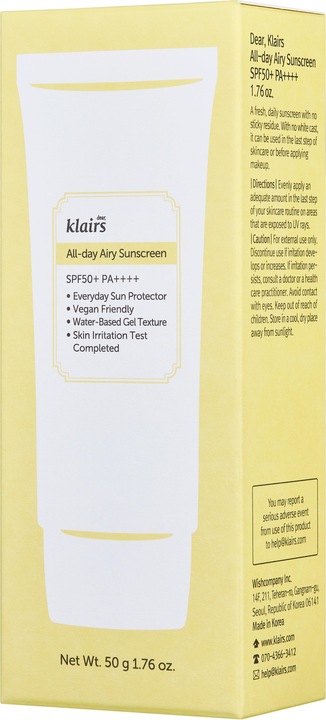 Immagine prodotto Klairs All-day Airy Sunscreen (Crema solare, SPF 50+, 50 ml)