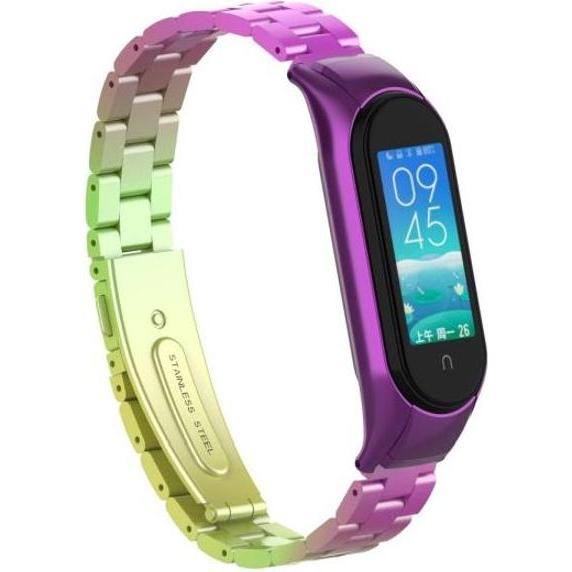 MU Style Metal Series (Edelstahl, Mi Band 6, Mi Band 5), Uhrenarmband, Grün, Violett