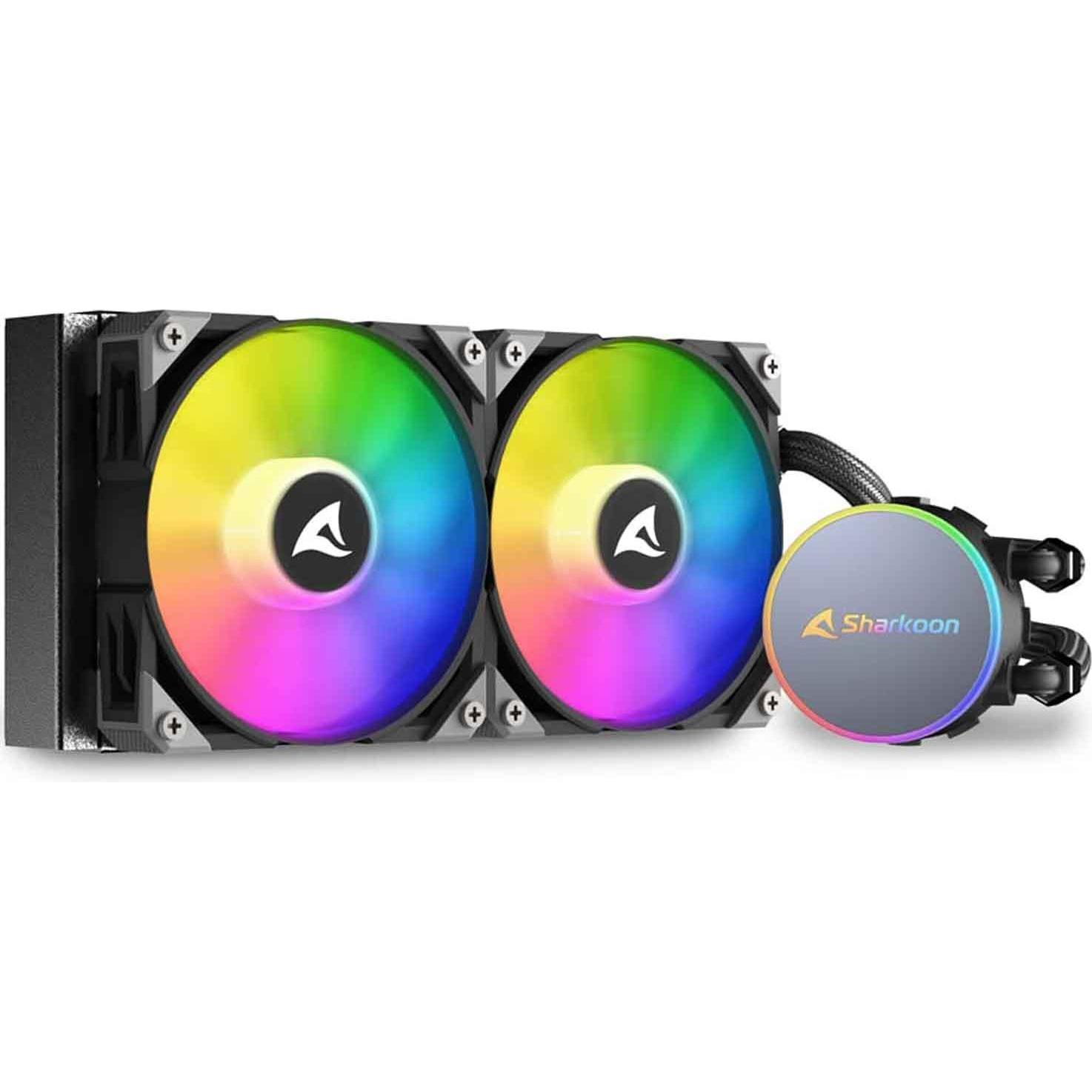 Sharkoon S70 RGB AIO 240 MM, Raffreddamento ad acqua CPU, Nero