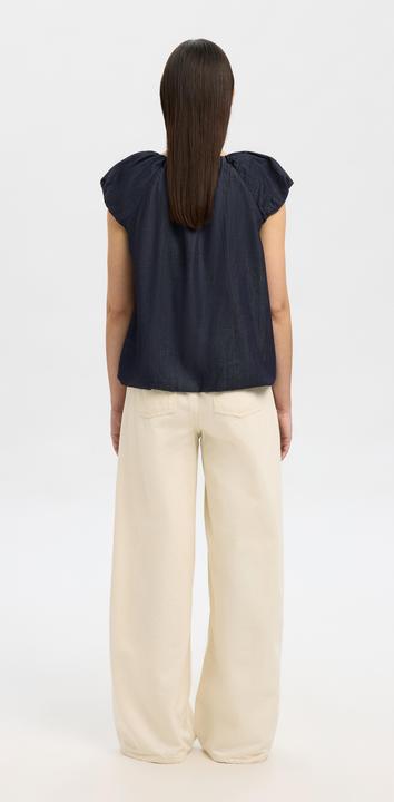 Image du produit Selected Femme Denim Oberteil mit Puffärmeln (34)