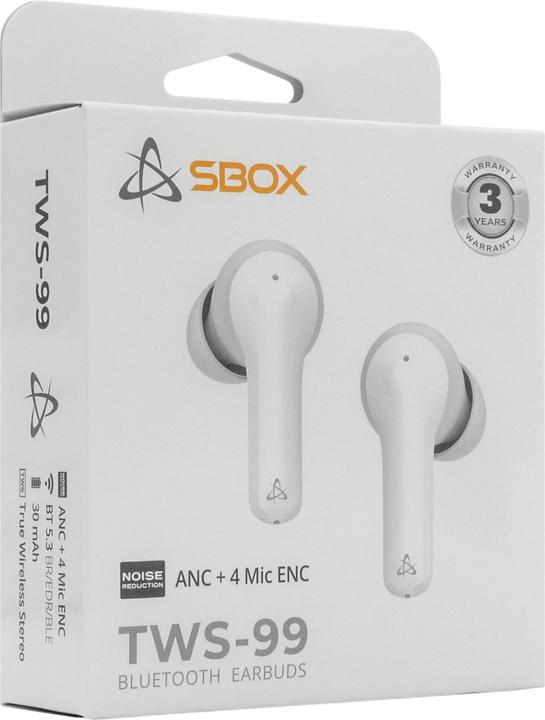 Actual product image Sbox EB-TWS99 White (ANC, 4 h, Wireless)