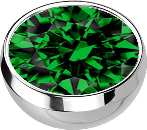Produktbild Star Piercing Micro Halbkugel silber mit Kristall grün (ohne Messing, Chirurgenstahl 316L)