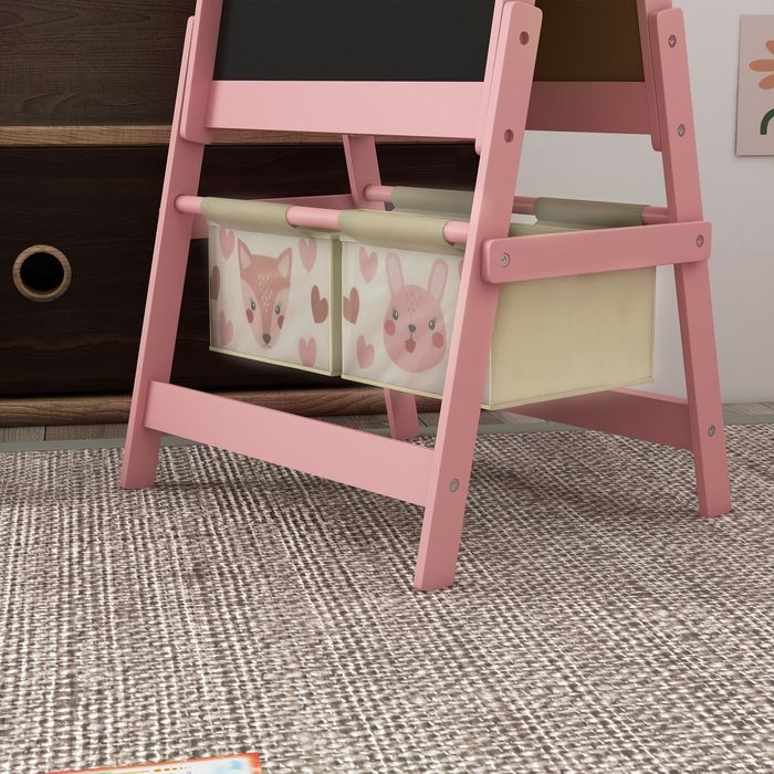 Produktbild Swisshandel24 3-in-1 Kinder Staffelei mit Papierrolle, Kreidetafel, Whiteboard, Aufbewahrungskörbe, 54x46,5x93cm